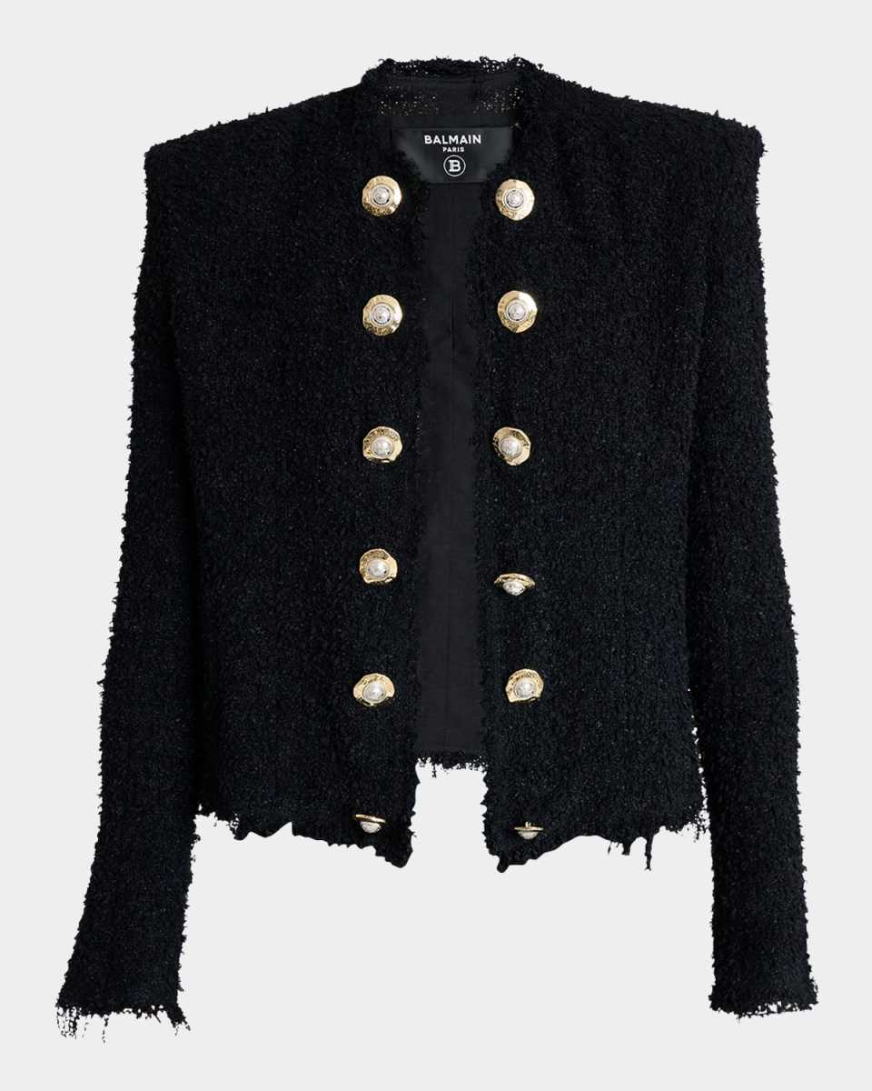 Two-Tone Button Tweed Spencer Jacket